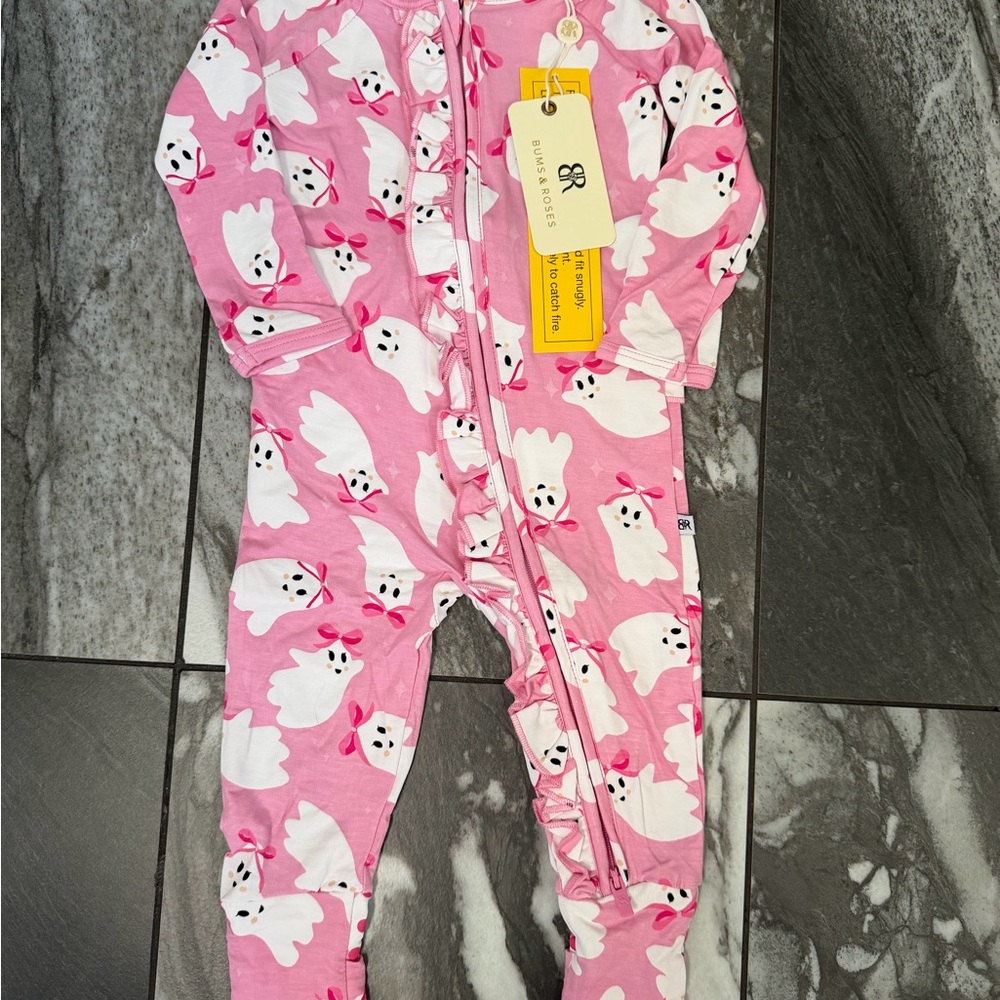 Bums & Roses Pink Bow Ghost Convertible Footie